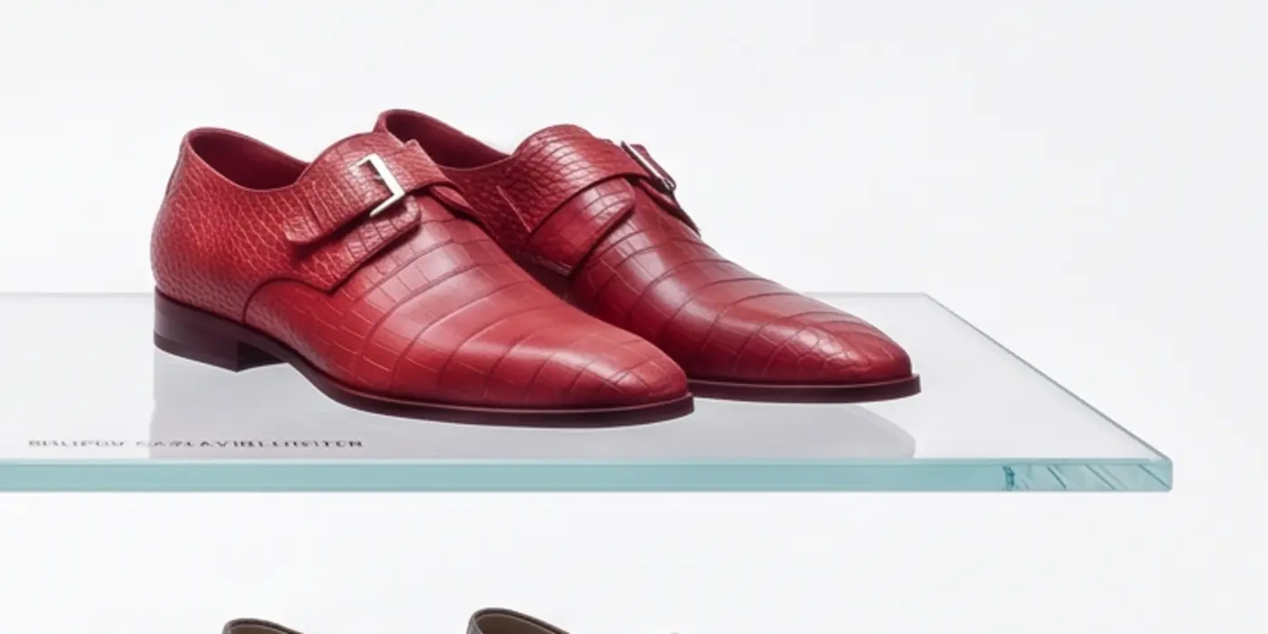 Double Boucle Cardinal — Soulier rouge cardinal en crocodile, deux boucles et ligne effilée.